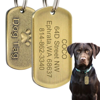 Rectangle Dog Tag Customizable Name ID Collar Tag Engraved Personalized Necklace - Image 1 of 4