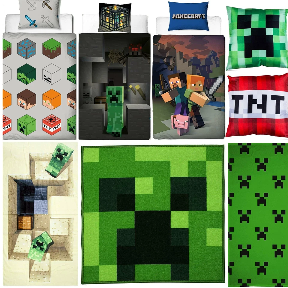 MINECRAFT BEDDING CREEPER DUVETS TOWEL CUSHION BLANKET - SOLD SEPARATELY - Image 1 of 1