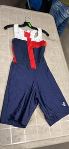 Quality Team Apparel Women Large L Triathlon Singlet Red White Blue Vintage - Picture 1 of 1