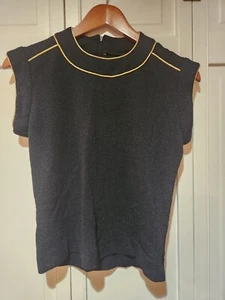 Vintage 60s Mod Asian Inspired Stretch Shirt Black Gold - Picture 1 of 2