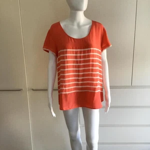 Sportscraft Deep Coral-Salmon & White Striped Top/Size 12 AU & UK/8 US/BNWOT - Picture 1 of 8