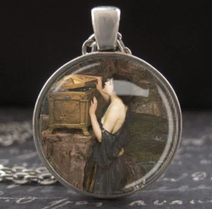 Pandora's Box Necklace John Waterhouse Art to Wear Pendant Round Glass Jewelry - Picture 1 of 3