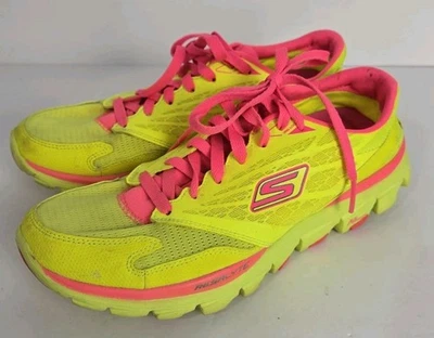 Skechers Go Run Shoes Womens 7 Yellow Pink Ultra Light Shoe Run Jog Sneakers  - Image 1 of 4