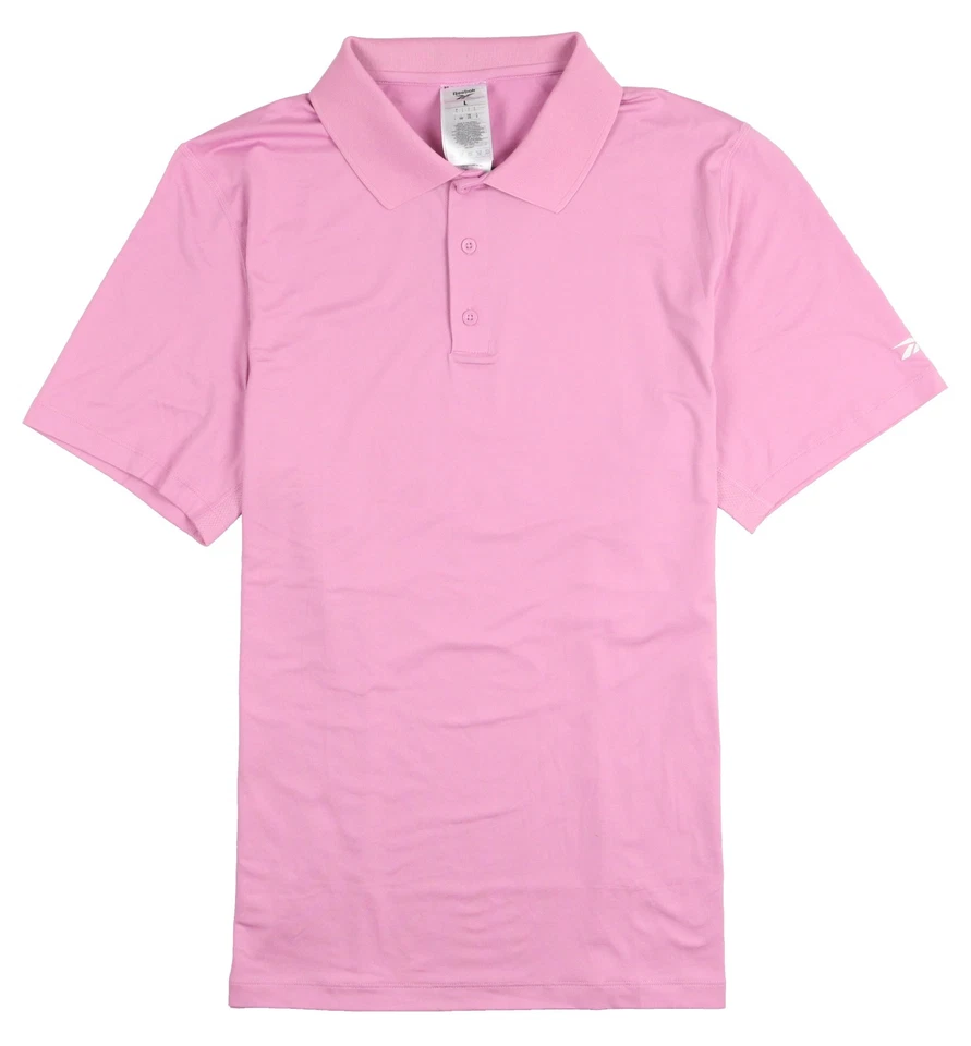 Reebok Mens Regular fit Short Sleeve Training Polo Shirt Size M Pink Solid