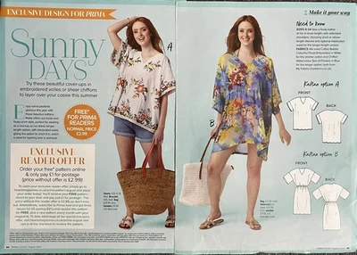 PRIMA SEWING PATTERN LOOSE-FITTING KAFTAN-STYLE DRESS IN 2 LENGTHS SIZES 6 - 24 - Image 1 of 3