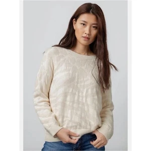 Rails Chance Ivory Pink Animal Mixed Knit Sweater Medium Cotton Wool Cashmere - Picture 1 of 16