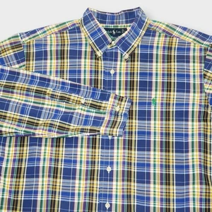 RALPH LAUREN Classic Fit Shirt XL Poplin Plaid Multi Color Cotton Button Up Pony - Picture 1 of 10