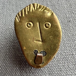 Rara spilla vintage stile Picasso in ottone e rame; meravigliosa!! - Foto 1 di 17