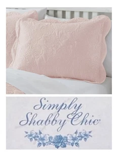 Juego de 2 fundas de almohada Simply Shabby Chic rosas acolchadas rosas suaves King NUEVO - Imagen 1 de 3