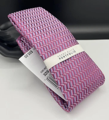 PERRY ELLIS Portfolio Men's 100% Polyester Tie ~ Scanlon Geo ~ MSRP: $55. - Image 1 of 3