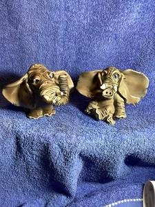 Vintage Lynda Corneille Swak Elephant Salt & Pepper Shakers Gray With Black Stri - Picture 1 of 9