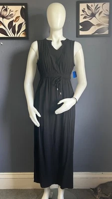 APT. 9 Sleeveless V-Neck Drawstring Waist Summer Maxi Dress Black Medium - Image 1 of 3