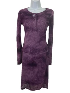 Vintage Fairy Core Top & Skirt Set Sz S Purple Sheer Whimsigoth Y2K Goth Witchy - Picture 1 of 14