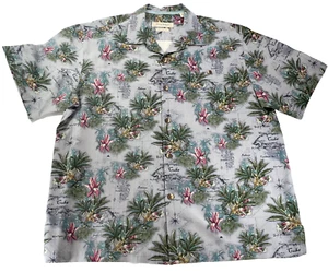 Tommy Bahama Silk Shirt AOP Hawaiian Gulf Island Map Tropics Cuba Aloha Camp XL - Picture 1 of 11