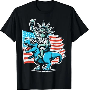 4th Of July Dino Statue Liberty Funny Boys Kids Youth T Shirt Funny Gift Idea fo - Picture 1 of 1