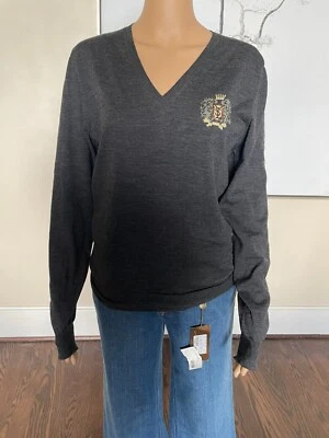 Свитер YVES Saint Laurent серый с логотипом YSL спереди - S - Изображение 1 из 4