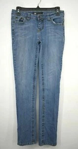 YMI Juniors Girls Blue Straight Leg Comfort Fit 5-Pocket Stretch Denim Jeans 7 - Picture 1 of 9