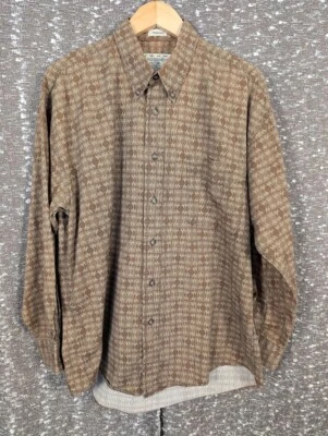 Vintage Crossings Peached Long Sleeve Button Up Shirt Brown Geometric Men's M - Image 1 of 4