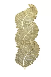 Leaf Design Soft Leatherite Table Runner (Gold) 13 x 35 inch - Picture 1 of 3