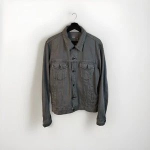 Men's Vince Black Grey Vintage Washed Denim Jean Trucker Jacket Size Large - Picture 1 of 6