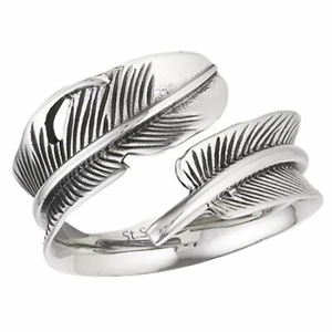 Womens Boho Style Feather Thumb Ring Stainless Steel Fashion Band Sizes 8-13 - Picture 1 of 4