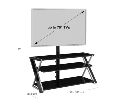 Soporte de TV Whalen Almacenamiento para TVS de hasta 65 pulgadas con 3 pantallas de vidrio templado... Foto 1 de 4