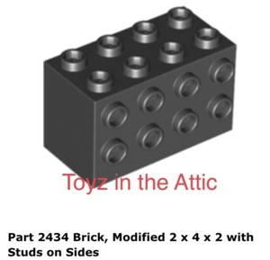 Lego 1x 2434 schwarzer Stein, modifiziert 2 x 4 x 2 mit Nieten Spyrius 6889 - Bild 1 von 1