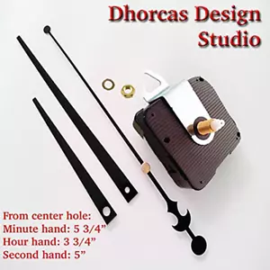 (#03) Quartz Clock Motor 1/2" threaded, LONG SHAFT quiet motor, HANGER & 6" hand - Picture 1 of 6