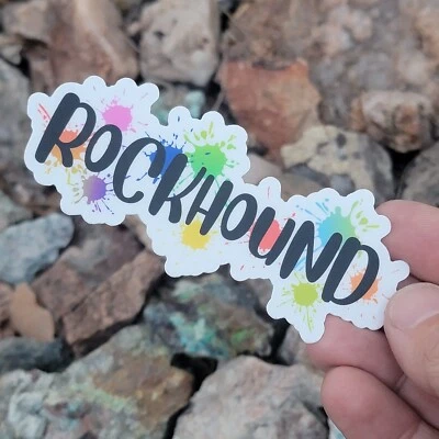 Pegatina Rockhound con fondo de pintura salpicaduras de colores para amantes de la geología Foto 1 de 4