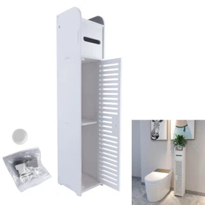 3Tiers Modern Bathroom Cabinet Furniture PVC Slim Shelf Unit Storage Cupboard - Picture 1 of 12