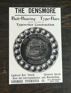 Vintage 1895 Densmore Ball Bearing Typewriter Broadway New York Original Ad 1021 - Picture 1 of 1