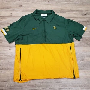 Nike Baylor Bears Coaches Football Windbreaker Mens L 1/2 Zip Pull Over Green - Picture 1 of 12