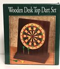 Wooden Desk Top Office Gift Spinning Dart Set Walnut Finish AE-313N NOS Open Box
