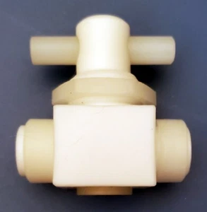 Parker Partek MV-1414 PTFE/Teflon Manual Stop Cock Valves - 1/4" FNPT - Picture 1 of 4