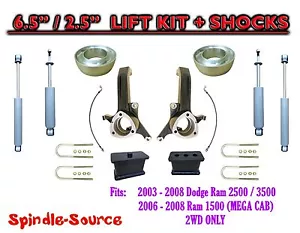 Kit de elevación 6.5 / 2.5 + AMORTIGUADORES. Dodge Ram 2500 3500 2x4 4" eje UB-I se adapta 03 - 08 - Imagen 1 de 1
