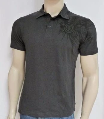 Camisa Polo Element Skateboards Radiation Para Hombres Gris Carbón Mezcla Algodón Nueva con Etiquetas Foto 1 de 3
