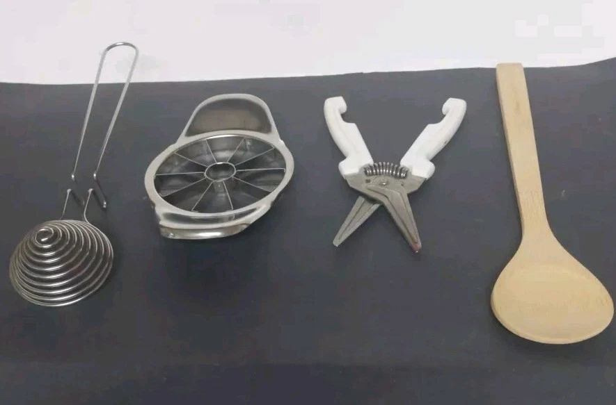 Pampered Chef Kitchen Utensils-Wooden Spoon, Scissor, Apple Corer, Egg Separator - Image 1 of 4