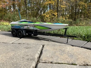 3D Printed 1/10 Scale Black RC Boat Trailer (fits Traxxas Blast) - Picture 1 of 12