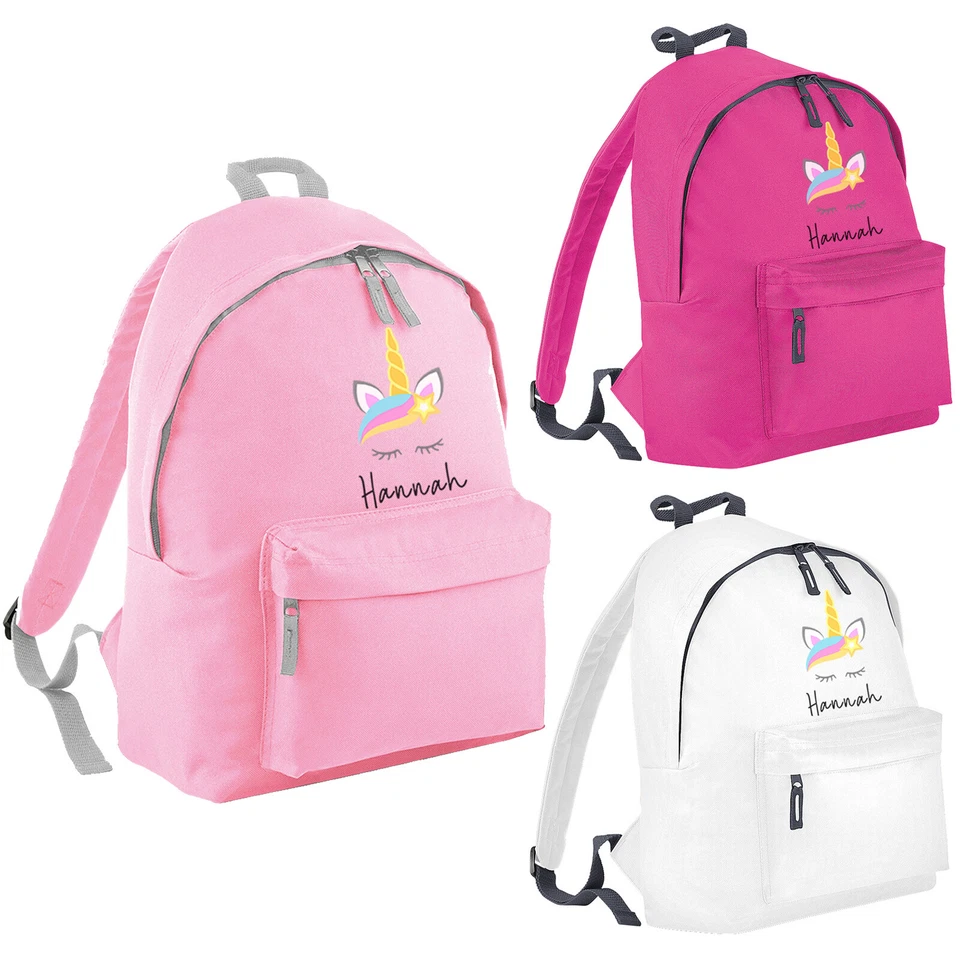 MERCH KINGDOM Personalised Name Unicorn Backpack Kids Girls Boys School Nursery Bag Rucksack