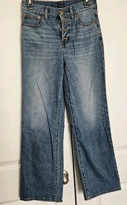 J Crew Womens Full Length Wide Leg High Rise Denim Jeans - Size 26" - Button Fly - Image 1 of 4