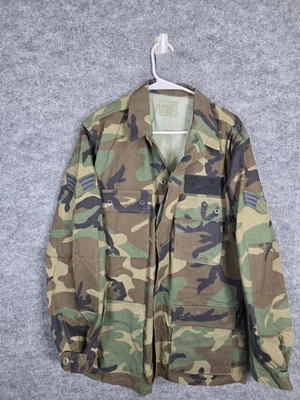 Vintage US Military BDU Jacket Mens Medium Long Woodland Camo Combat Coat 90s - Image 1 of 4