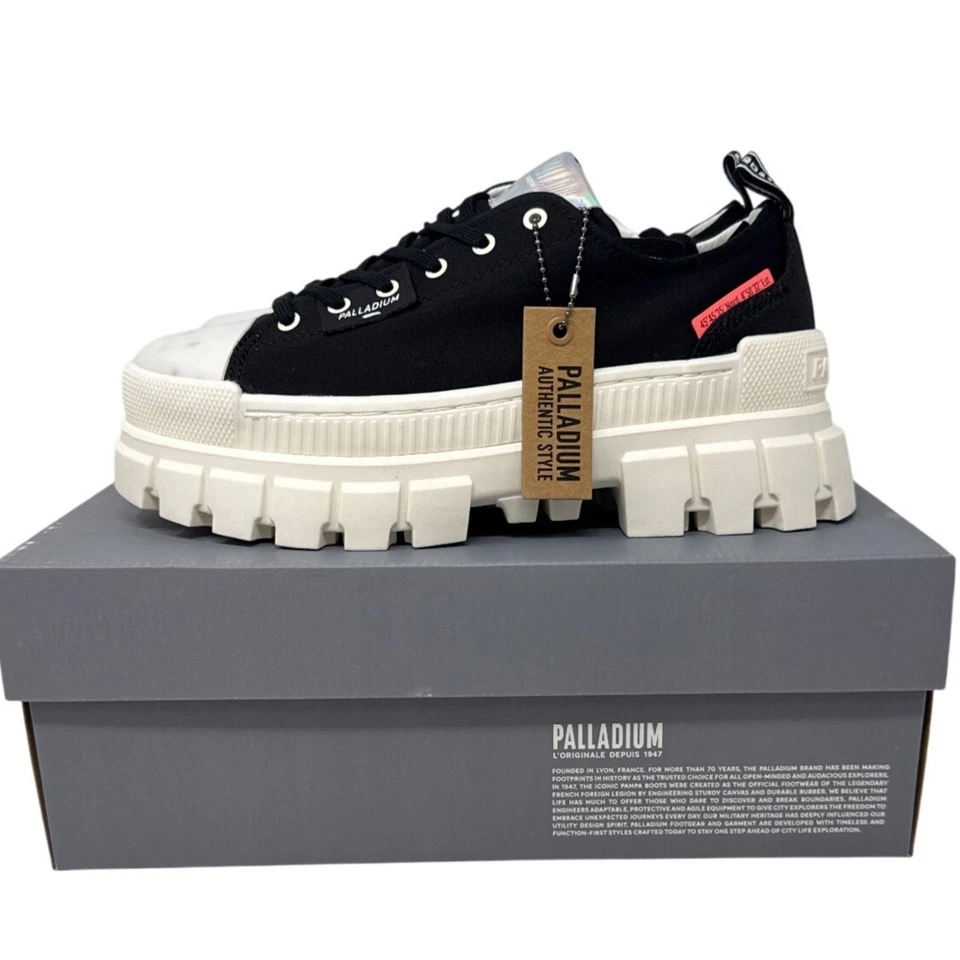 Palladium Revolt Lo TX Black/Marshmallow Platform Shoes 97243-016-M Womens 9
