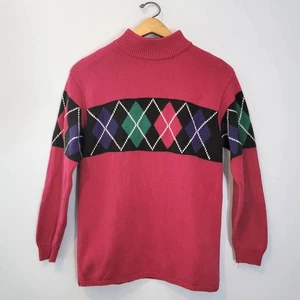 Liz Sport Vintage Argyle Barbie rosa Rollkragenpullover - Bild 1 von 5