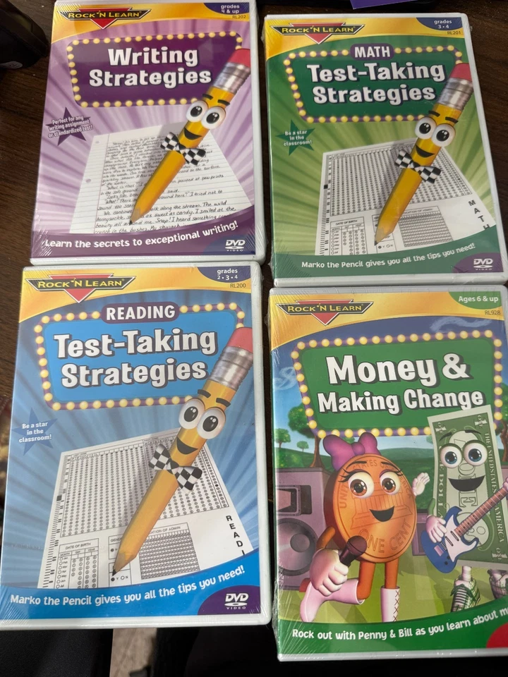 NEW Lot Of 4 Rock N Learn DVDs Educational Homeschool Strategies & Money Time — 第 1/1 张图片