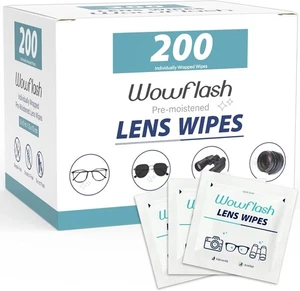 200 Count Lens Wipes for Eyeglasses, Eyeglass Lens Cleaning Wipes Pre-moistened - Picture 1 of 5