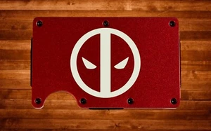 Cartera delgada Deadpool Marvel de metal delgado con bloqueo de RFID personalizada grabada con láser - Imagen 1 de 7