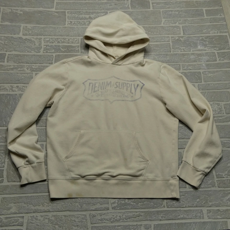 Sudadera con Capucha DE COLECCIÓN Denim Supply Ralph Lauren Talla L Marfil Blanco Vellón Con Capucha Y2K Foto 1 de 4