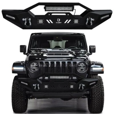 Vijay Fit 2020-2025 Jeep Gladiator JT Front Bumper with LED Lights and D-Ring Foto 1 de 4