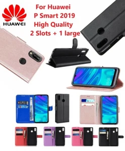 For Huawei P Smart 2019 PU Leather Book Stand Case Shockproof Wallet Flip Cover - Picture 1 of 29