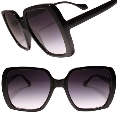 Gafas de sol clásicas vintage retro de gran tamaño exageradas cuadradas de los 80 para mujer negras Foto 1 de 4